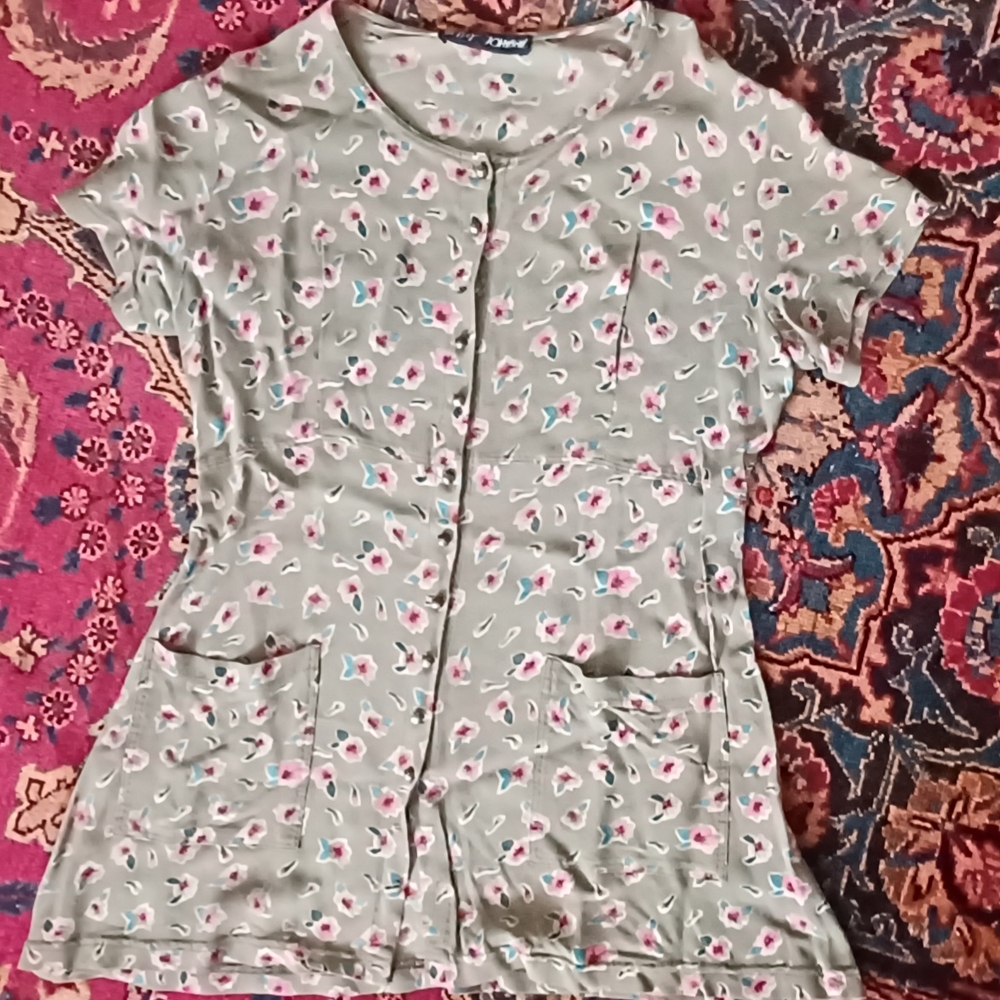 Betsey Johnson Floral Mini Dress - Green and Pink